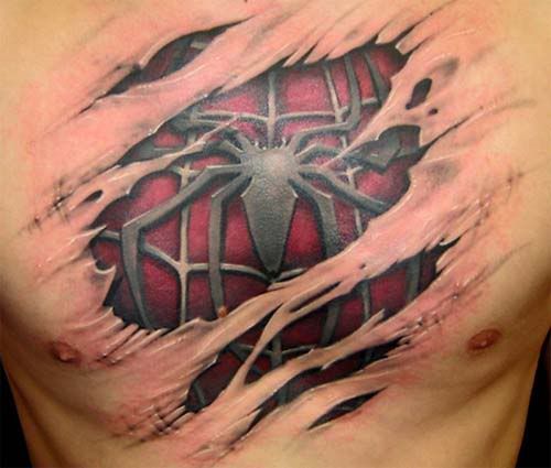 coolspidermanchesttattoojpg spider man