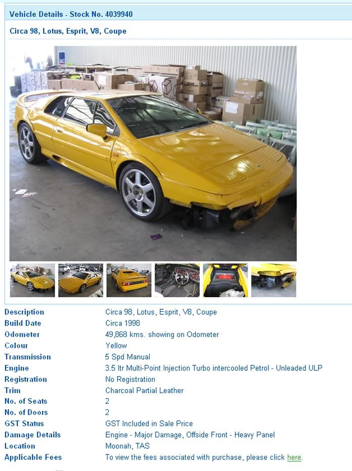 1998 Lotus Esprit V8 Turbo. Image: 2000 Lotus Esprit V8