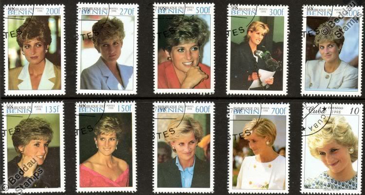 50 STAMPS - HRH DIANA Princess Of Wales (Lady Di) Stamp / Minisheet ...