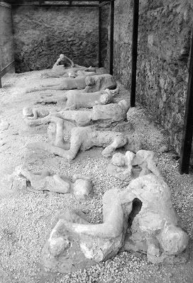 plaster casts of people killed