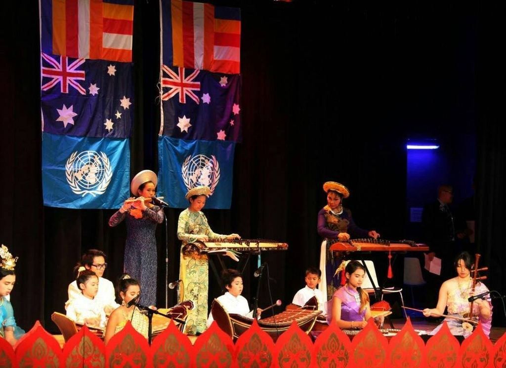 Pertunjukan budaya dalam peringatan Hari Vesak PBB 2015 di Sydney, Australia, Sabtu (30/5/2015). 