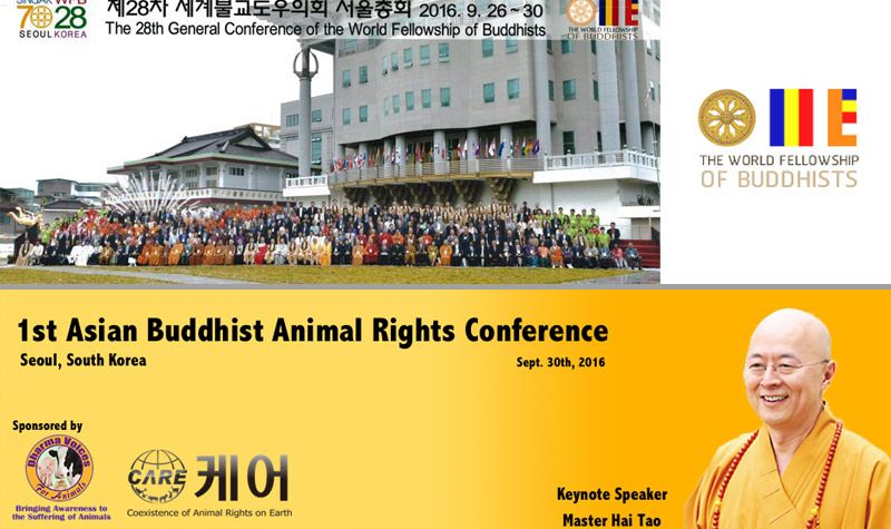 Konferensi Konferensi Umum Persaudaraan Buddhis Sedunia (World Fellowship of Buddhists General – WFB) Ke-28, Persaudaraan Pemuda Buddhis Sedunia (WFBY) Ke-19, World Buddhist University (WBU) ke-10, dan Konferensi Buddhis Asia untuk Hak Asasi Hewan Ke-1, di Seoul, Korea Selatan, pada akhir September 2016