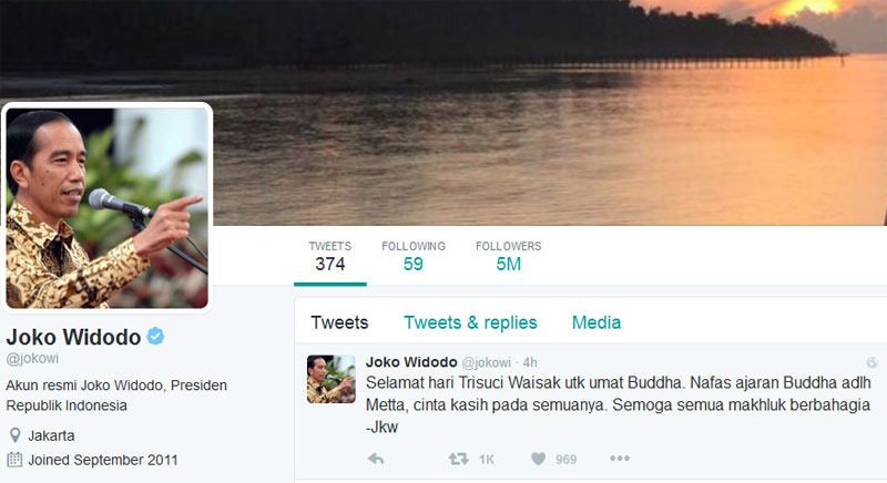 Twitter Presiden Joko Widodo.