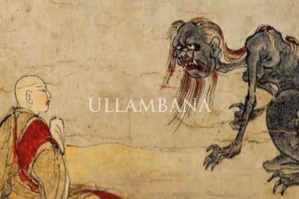 Maudgalyāyana meliat mendiang ibunya sebagai asal mula keberadaan Ullambana
