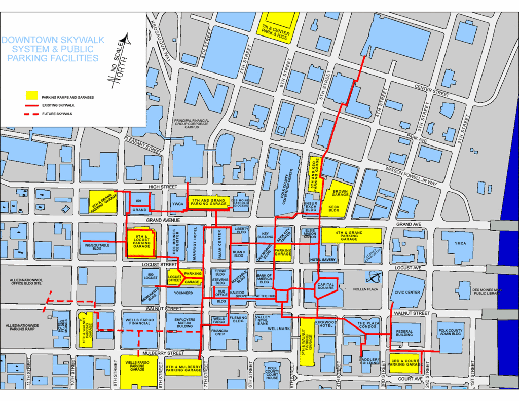 Des Moines Downtown Skywalk Map