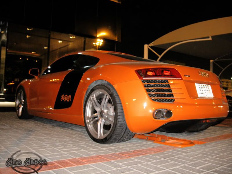 This orange Audi R8 has been spotted in Dubai where else
