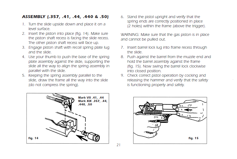 magnum research desert eagle pistol gun owners manual 357 41 44