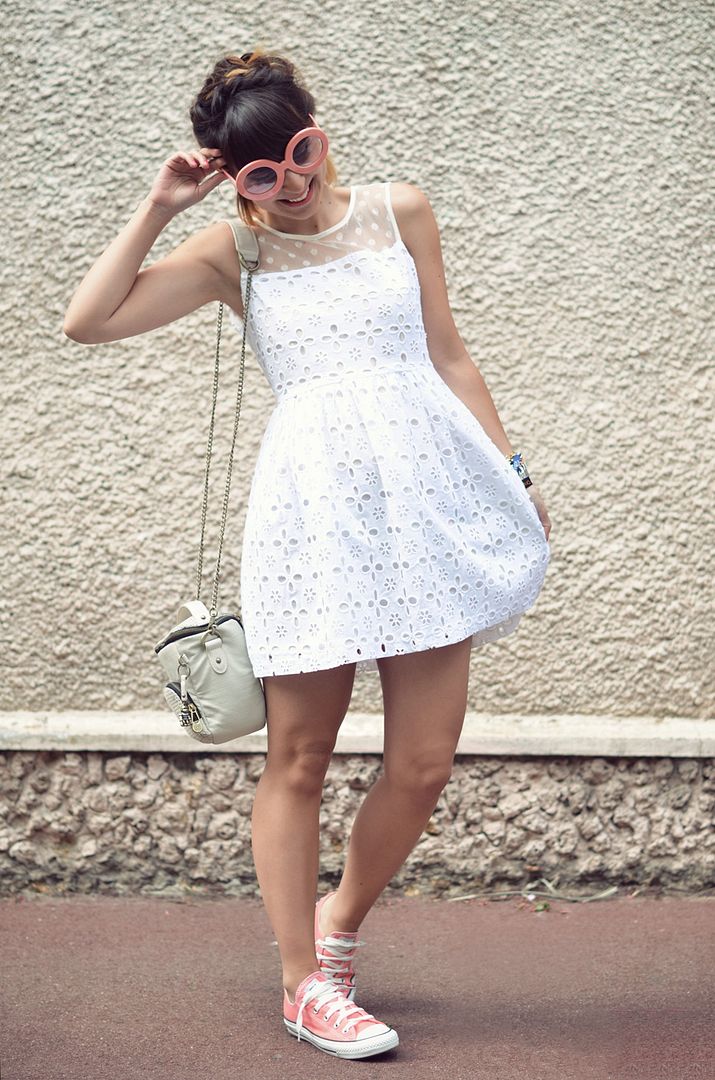 Ice cream streetstyle dress Oliveclothing Converse All Star braid