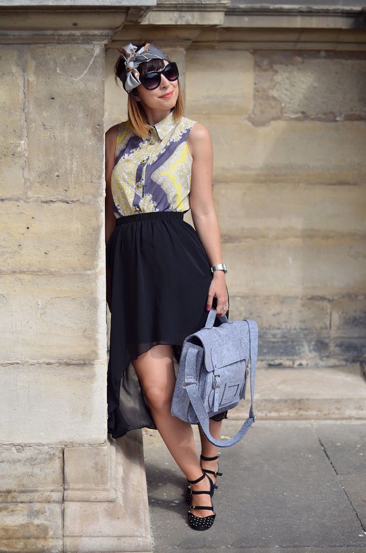 Waterfalls Paris Louvre streetstyle Valentine Chicwish skirt and satchel scarf