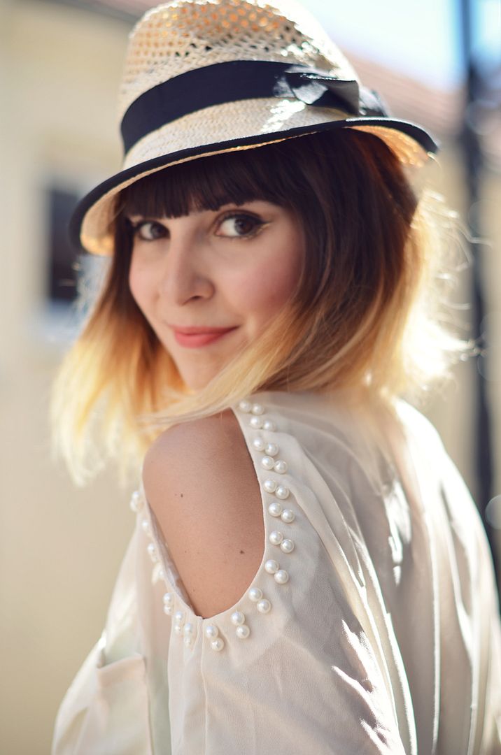 On my shoulders streetstyle shirt pearls skirt sandals Summer Concours Chicwish giveaway