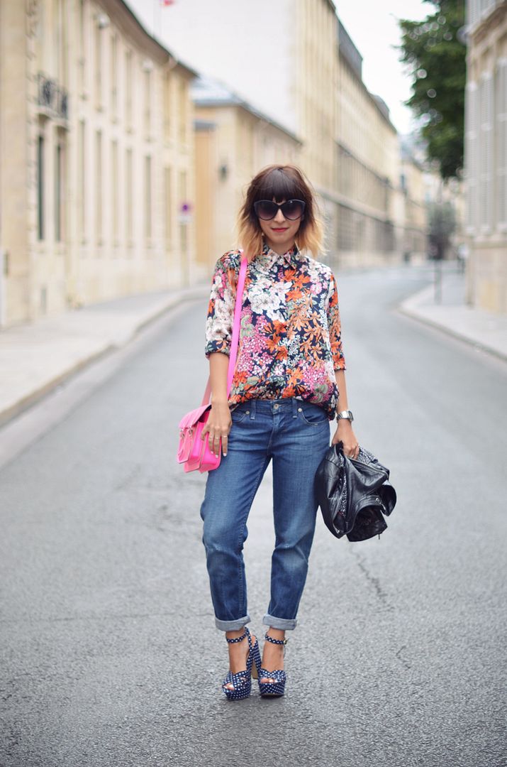 I love Paris in the summer 7ème arrondissement Valentine streetstyle liberty shirt boyfriend's jean Asos heels shoot