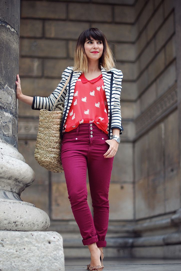 The red cat printed top Zara cats streetstyle Paris