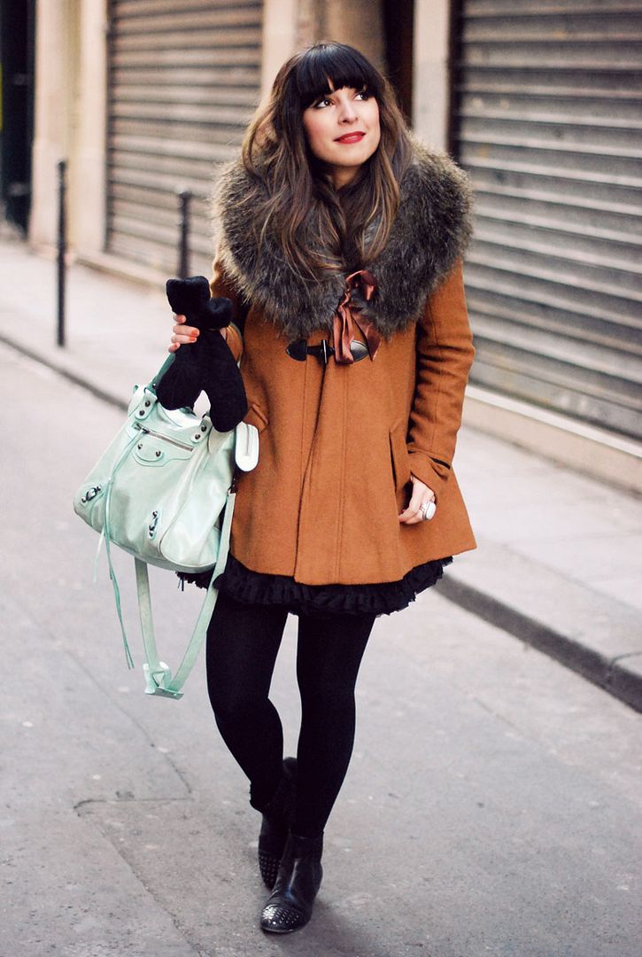 Streetstyle fake fur collar