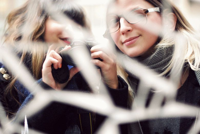 Reflet miroir amies photo fun