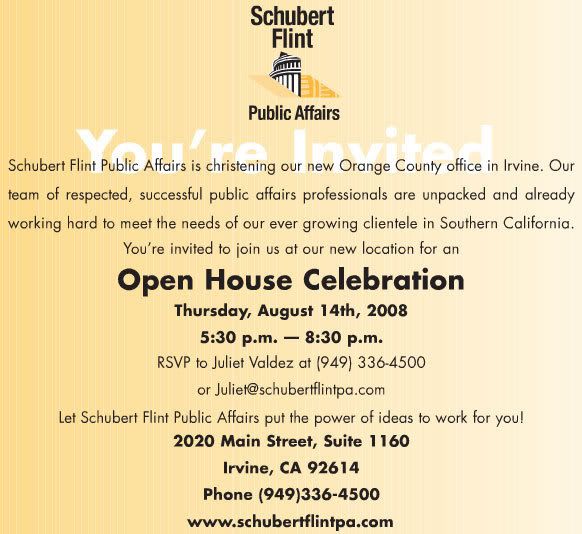 Schubert Flint Public Affairs August 14th Open House