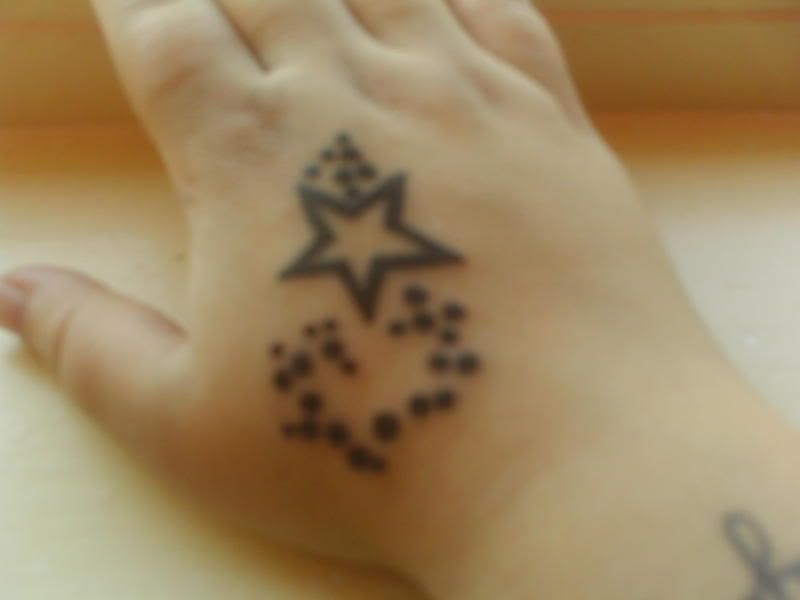 Shooting star on my hand Image Gothic cross