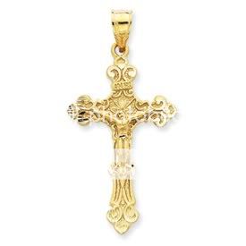 14k INRI Satin Crucifix Pendant FREE WORLDWIDE SHIPPING  