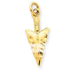 14K Gold Arrowhead Charm FREE WORLWIDE SHIPPING   