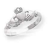 14K White Gold Ladies Polished & Satin Claddagh Ring  