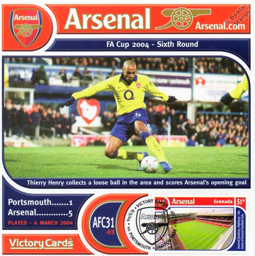 Thierry Henry Arsenal 2003-04 Chelsea Football Stamp Victory Card #307