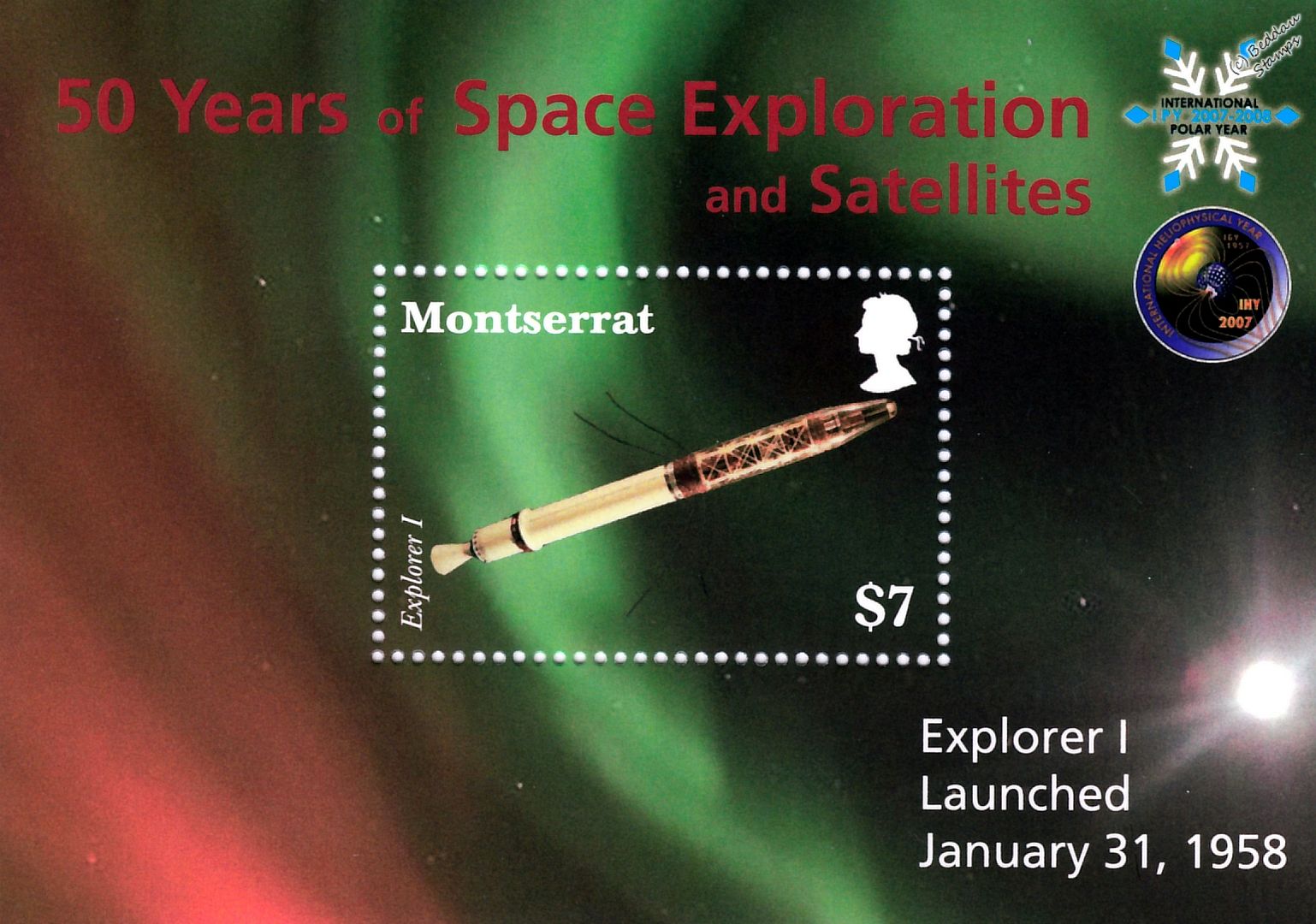 Nasa Explorer 1 Satellite Spacecraft Space Stamp Sheet 08 Montserrat Ebay