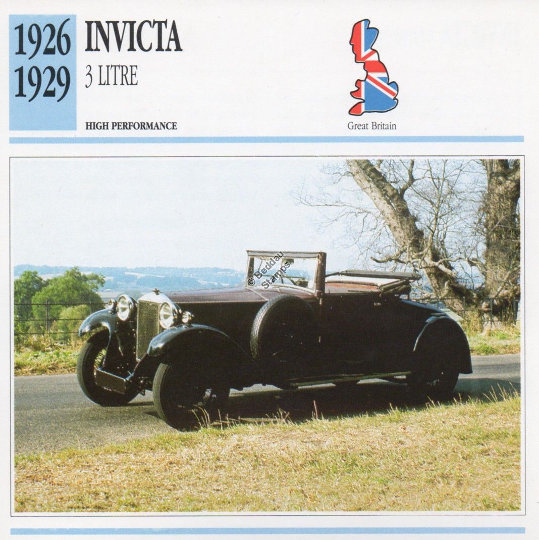1926-1929 INVICTA Litre Classic Car Photo/Info Maxi Card UK