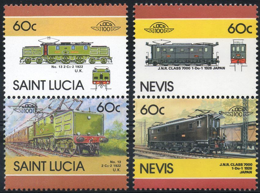 electric locomotives 56 stamps 28 locomotives 1890 city south london 