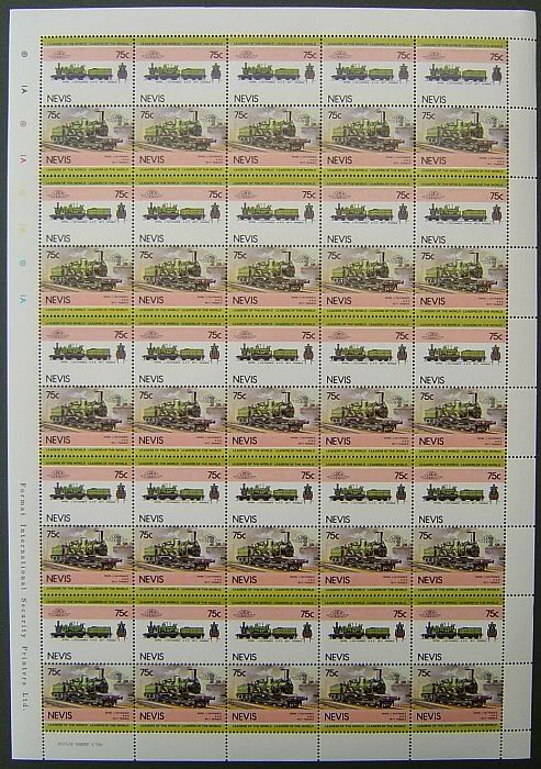 1877 NORD LOUTRANCE 4 4 0 FRANCE TRAIN 50 STAMP SHEET  