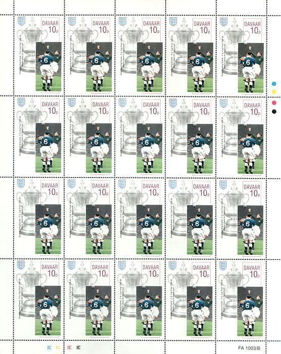 Portsmouth FC / Harry Walker 1938 1939 FA Cup Football Stamp Sheet