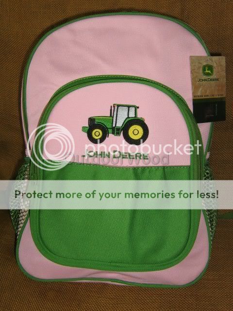 john deere girls pink green backpack new with tags