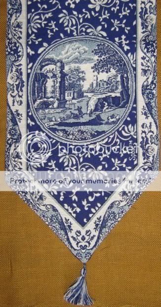 Spode Blue Italian Woven Tapestry Table Runner NEW  